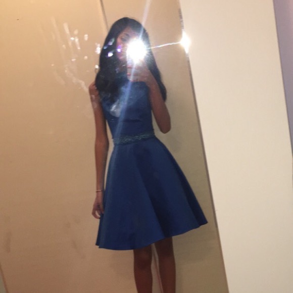 embroidered royal blue dress - Picture 4 of 5